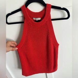 Madewell Ribbed Red Knit Tank Top Size Medium